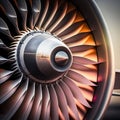 Airplane turbine closeup. Generative AI