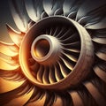 Airplane turbine closeup. Generative AI