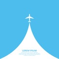 Airplane up into the sky. Travel and tourism concept. Template design for web site, poster, ad, cover