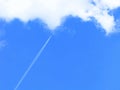 Airplane upwards and trail in the sky Royalty Free Stock Photo