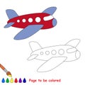 Airplane in vector cartoon to be colored.