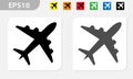 Airplane vector icon eps button black and colored Royalty Free Stock Photo