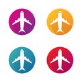 Airplane vector icons in circle. Aircraft round vector buttons for website. vector eps 10