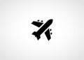 Airplane vector simple black glyph-icon Royalty Free Stock Photo