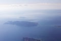 Airplane view of Egina island from Aegean Sea Royalty Free Stock Photo