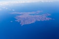 Airplane view of Limnos island from Aegean Sea