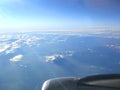 Airplane view of the Sicily Island. Beautiful blue sky with sea view from the plane. View of Italian island Royalty Free Stock Photo