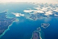 Airplane view to Michigan bridge and islands around