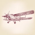 Airplane vintage hand drawn vector sketch