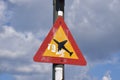 Airplane warning road sign near Skiathos airport Royalty Free Stock Photo