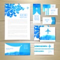 Airplane watercolor artistic document template