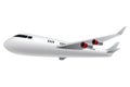 Airplane on white background. Airliner in side view. Vector realistic aircraft cargo. Passenger plane, sky flying