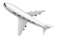 Airplane on white background. Airliner in side view. Vector realistic aircraft cargo. Passenger plane, sky flying