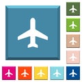 Airplane white icons on edged square buttons