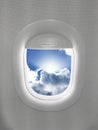 Airplane Window Blue Sky Clouds Isolated
