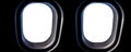 Airplane Window Portholes. Blank Aircraft Windows with Copyspace Inside. Mockup for Your Design Royalty Free Stock Photo