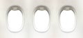 Airplane window and space for your design, 3 plane window, clipping path Royalty Free Stock Photo