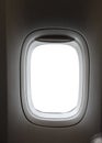 Airplane window with white isolated area inside Royalty Free Stock Photo