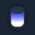 Airplane windows with cloudy blue sky outside. Royalty Free Stock Photo