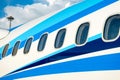 Airplane windows in passenger aircraft Royalty Free Stock Photo