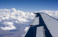 Airplane wing above the clouds Royalty Free Stock Photo