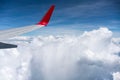 Airplane wing above the clouds