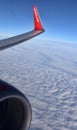 Airplane wing Air Berlin en clouds background Royalty Free Stock Photo