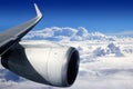 Airplane wing aircraft turbine flying Royalty Free Stock Photo