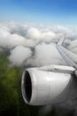 Airplane wing aircraft turbine flying Royalty Free Stock Photo