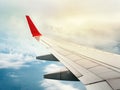 Airplane wing and beautiful sky background Royalty Free Stock Photo