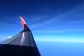 Airplane wing in the sky