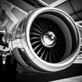 airplane wing and engine, highlighting the intricate details and design Royalty Free Stock Photo