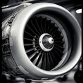 airplane wing and engine, highlighting the intricate details and design Royalty Free Stock Photo