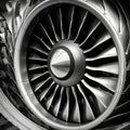 airplane wing and engine, highlighting the intricate details and design Royalty Free Stock Photo