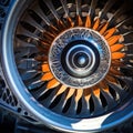 airplane wing and engine, highlighting the intricate details and design Royalty Free Stock Photo