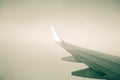 Airplane wing. Flight in the sky Royalty Free Stock Photo