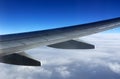 Airplane wing over the clouds