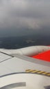 Airplane wing over java island