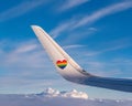 Airplane Wing with Rainbow Heart Decal Royalty Free Stock Photo
