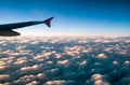 Airplane wing and sky Royalty Free Stock Photo