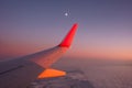 Airplane wing, sky, clouds Royalty Free Stock Photo