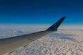 Airplane wing sky clouds Royalty Free Stock Photo