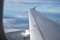 Airplane wing and sky Royalty Free Stock Photo