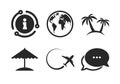 Travel trip icon. Airplane, world globe symbols. Vector Royalty Free Stock Photo
