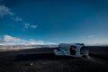 Airplane wreckage Solheimasandur Iceland on black sand beach Royalty Free Stock Photo