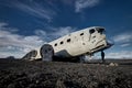 Airplane wreckage Solheimasandur Iceland on black sand beach Royalty Free Stock Photo