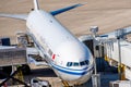 Airplanes on the active ramp at IAH airport Royalty Free Stock Photo