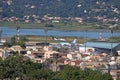 Airplanes on airport Corfu town Royalty Free Stock Photo