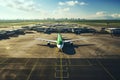 Airplanes in the airport. View from above. 3d rendering Royalty Free Stock Photo