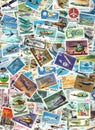 Airplanes and aviation - background of postage stamps